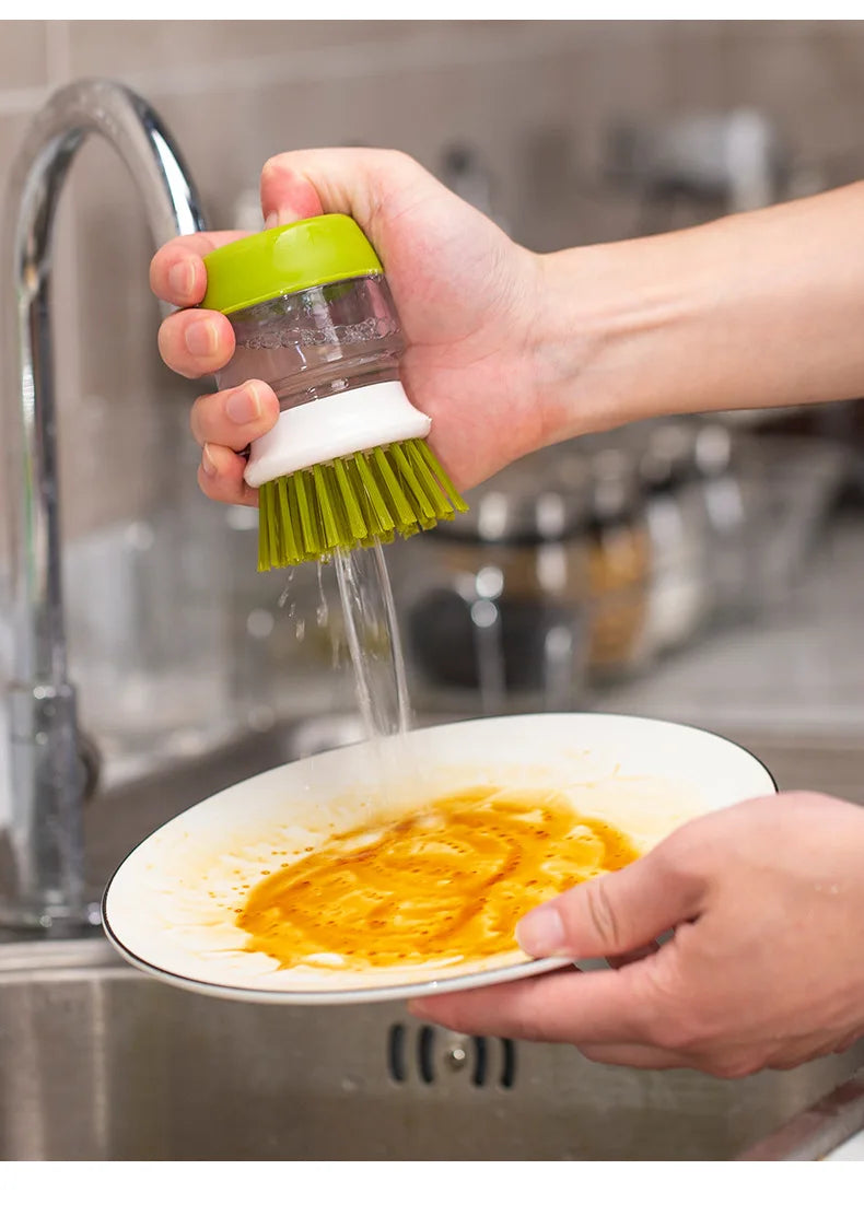 LymHous™ -Dish Brush With Soap Dispenser Multi Use Soap Dispensing Scrub Brush For Household Universal Kitchen Dish Palm Brush With Tary