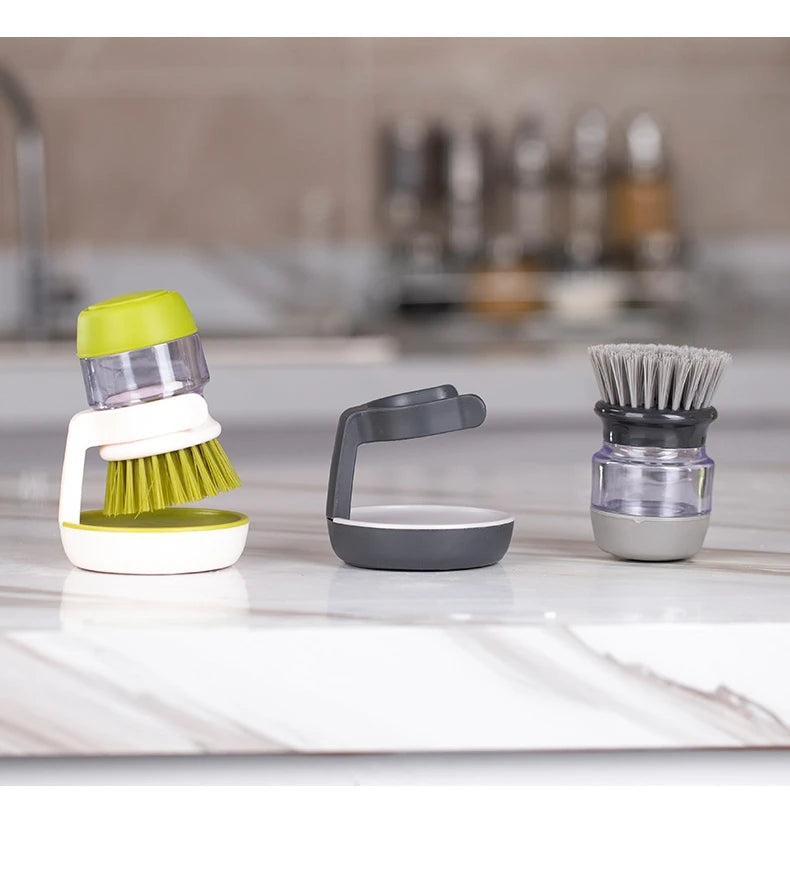 LymHous™ -Dish Brush With Soap Dispenser Multi Use Soap Dispensing Scrub Brush For Household Universal Kitchen Dish Palm Brush With Tary