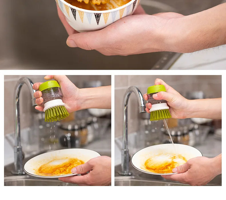 LymHous™ -Dish Brush With Soap Dispenser Multi Use Soap Dispensing Scrub Brush For Household Universal Kitchen Dish Palm Brush With Tary
