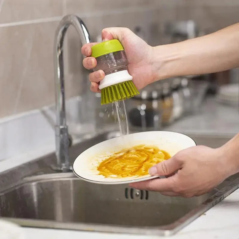 LymHous™ -Dish Brush With Soap Dispenser Multi Use Soap Dispensing Scrub Brush For Household Universal Kitchen Dish Palm Brush With Tary