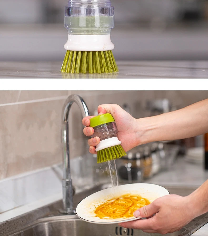 LymHous™ -Dish Brush With Soap Dispenser Multi Use Soap Dispensing Scrub Brush For Household Universal Kitchen Dish Palm Brush With Tary