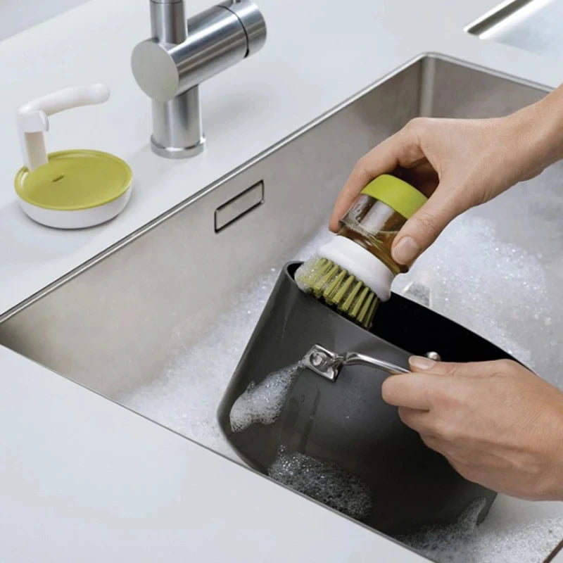 LymHous™ -Dish Brush With Soap Dispenser Multi Use Soap Dispensing Scrub Brush For Household Universal Kitchen Dish Palm Brush With Tary