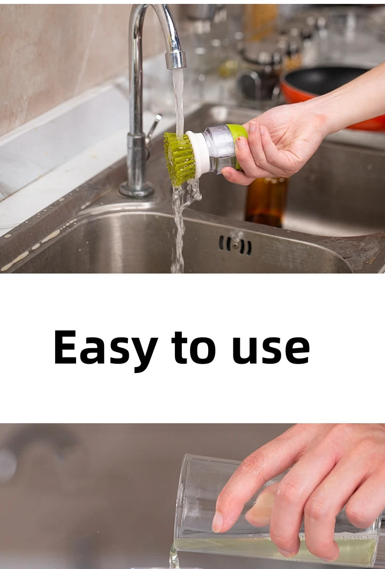 LymHous™ -Dish Brush With Soap Dispenser Multi Use Soap Dispensing Scrub Brush For Household Universal Kitchen Dish Palm Brush With Tary