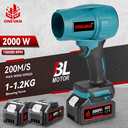 LymHous™ -ONEVAN 200M/S Brushless Turbo Jet Fan 2000W Cordless Electric Air Blower Dust Snow Removal Tool for 18V Battery